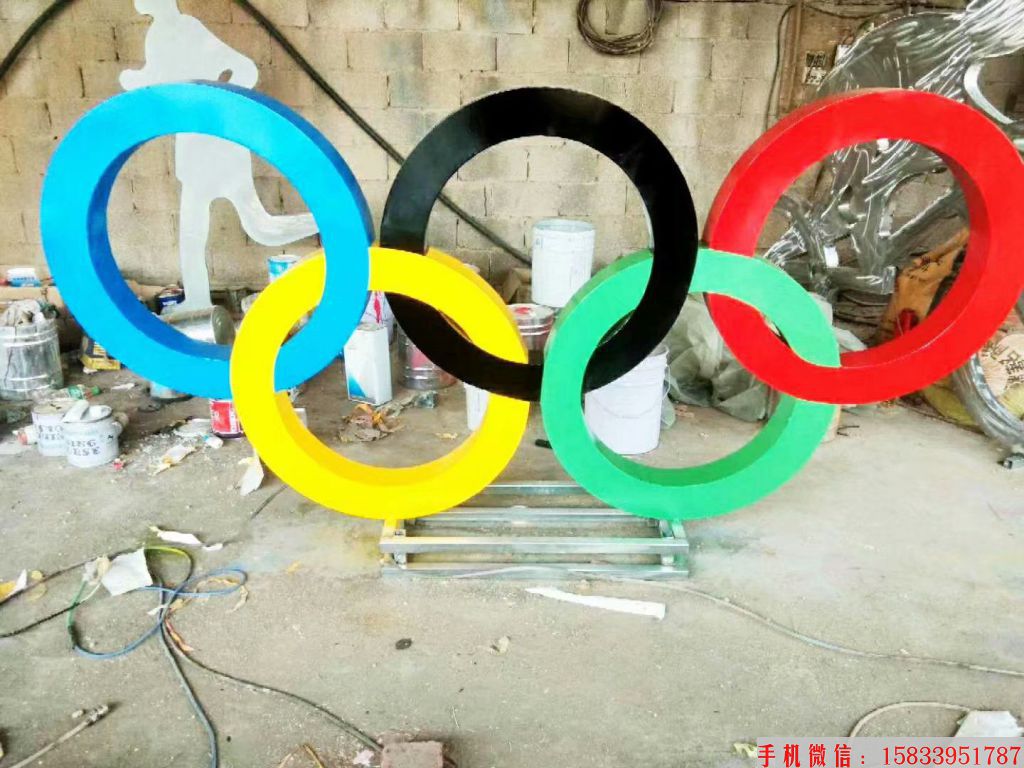 不锈钢五环雕塑,创意五环雕塑