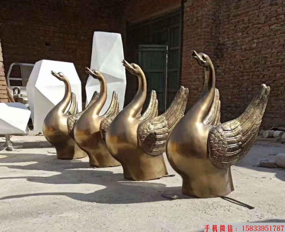 仿铜天鹅雕塑,天鹅雕塑喷水2